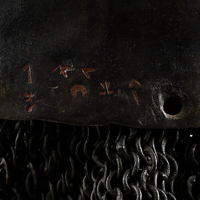 Hoch bedeutende mittelalterliche Hirnhaube und Brnne